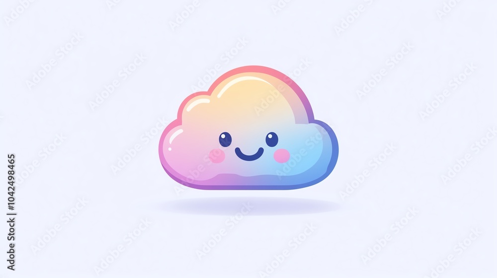 Cute smiling cloud, colorful and cartoonish Cute smiling cloud, colorful and cartoonish