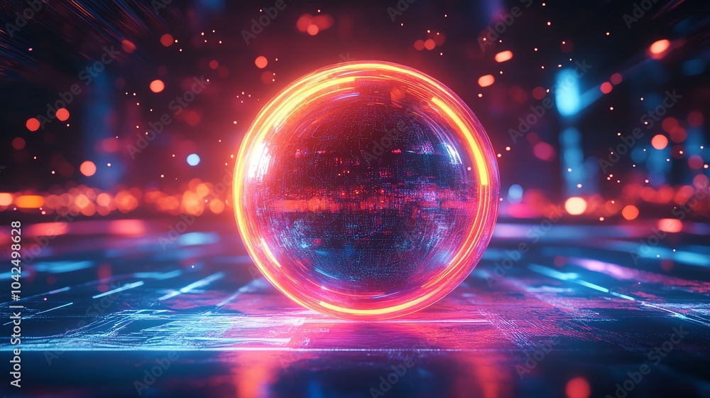 Glowing sphere on a futuristic surface Glowing sphere on a futuristic surface