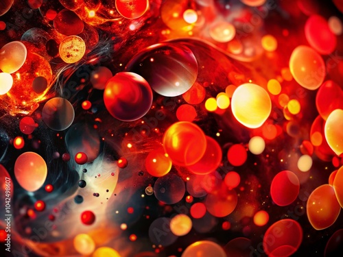 Abstract Red and Black Art Design with Bokeh Effect for Creative Backgrounds and Modern Decor