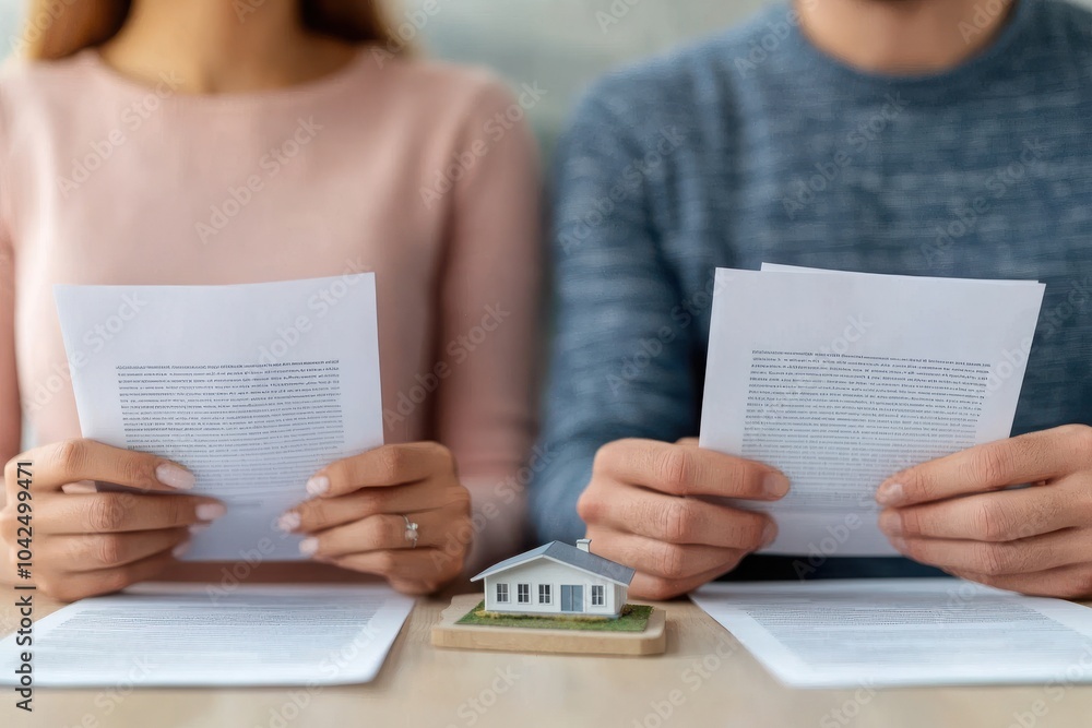 Spouses Reviewing Financial Documents Together at Home Spouses Reviewing Financial Documents Together at Home