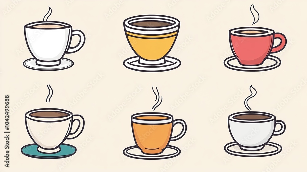 Stylish Coffee Cup Icon in Line Art Design. This minimalist representation captures the essence of a classic coffee cup with clean lines and elegant curves, making it perfect for branding, Stylish Coffee Cup Icon in Line Art Design. This minimalist representation captures the essence of a classic coffee cup with clean lines and elegant curves, making it perfect for branding,