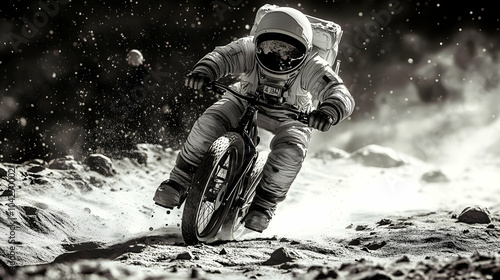 Astronaut riding a bicycle ...