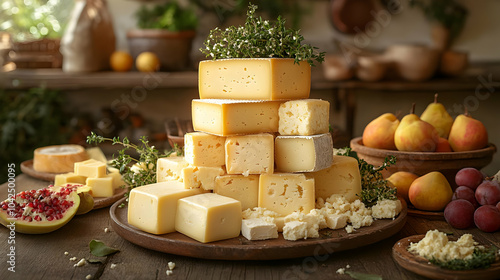 A display of various cheese...