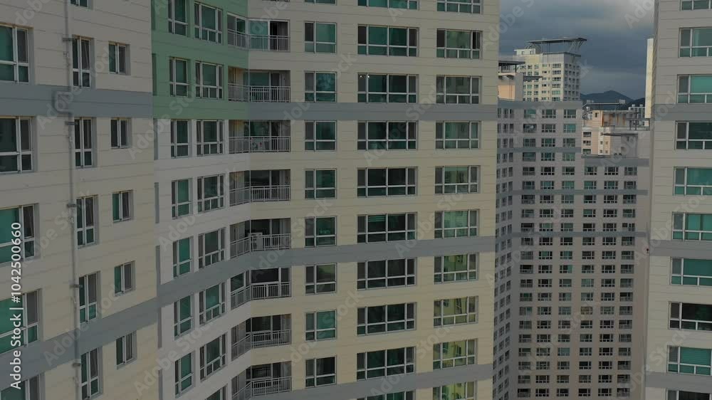 BUSAN, SOUTH KOREA - OCTOBER 19, 2024: Aerial view showcasing modern high-rise buildings in the heart of Busan with vibrant architecture BUSAN, SOUTH KOREA - OCTOBER 19, 2024: Aerial view showcasing modern high-rise buildings in the heart of Busan with vibrant architecture
