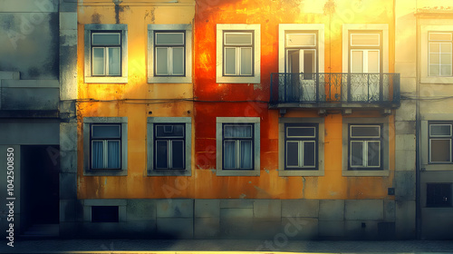 Vibrant facade of a weather...