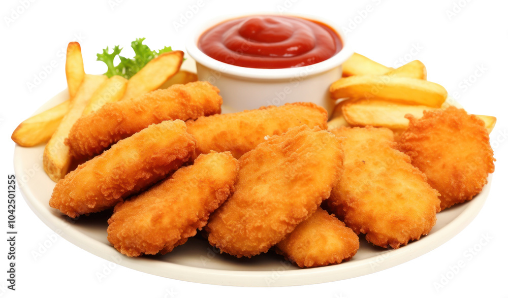 Fototapeta premium PNG Nugget food ketchup white background.