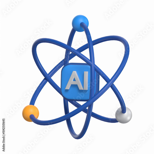 Ai Power 3D Icon Artificial Intelligence  Model with Transparent Background photo