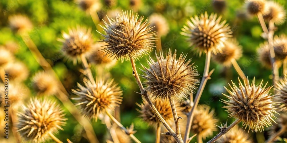 Dry prickly grass on a background of fresh greenery Dry prickly grass on a background of fresh greenery