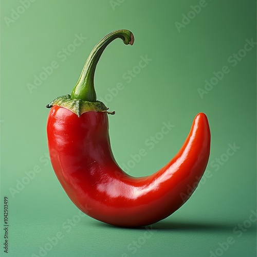 Foto comercial de chile o ají picante sobre fondo verde. photo