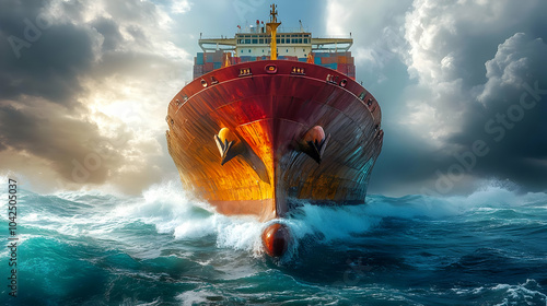 A large cargo ship navigati...