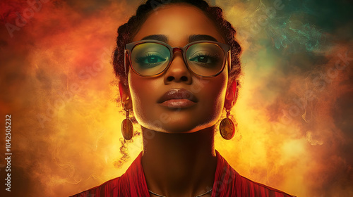 Portrait of a woman with gl...