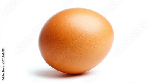 A single, brown chicken egg isolated on a white background. photo