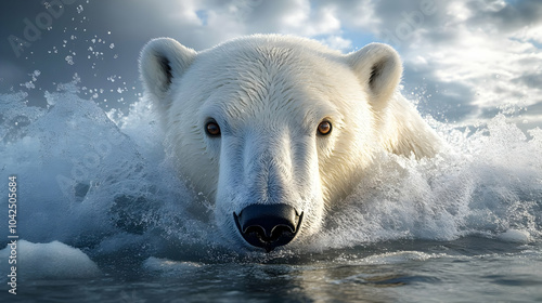 A close-up of a polar bear ...