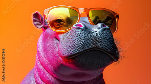 A hippo wearing stylish sun...