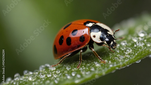 4k close up macro ladybug in the green forest