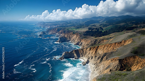 Scenic coastal view with cl...