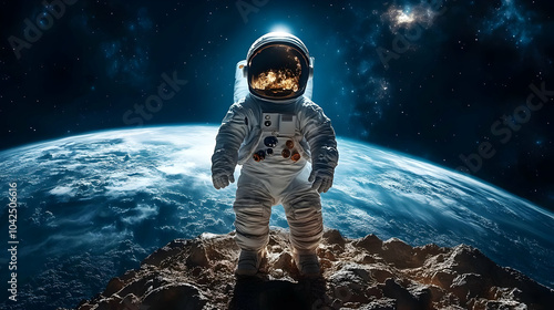 Astronaut standing on a lun...