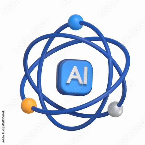 Ai Power 3D Icon Artificial Intelligence  Model with Transparent Background