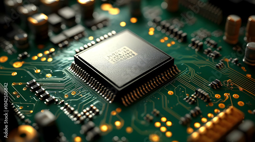 Close-up of a microchip on ...