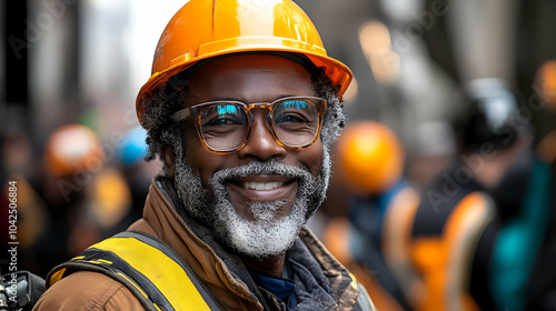 A smiling construction work...