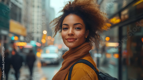 A smiling woman stands conf...