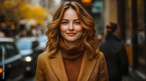 Smiling woman in a city str...