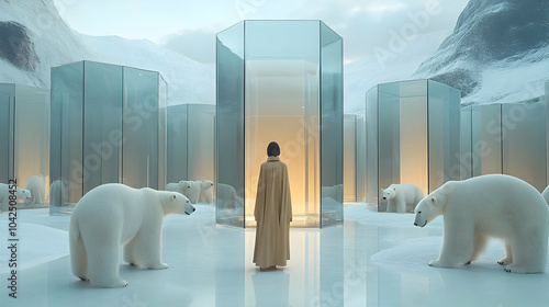 A serene scene of polar bea...