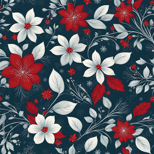 Wallpaper Mural seamless winter floral pattern Torontodigital.ca