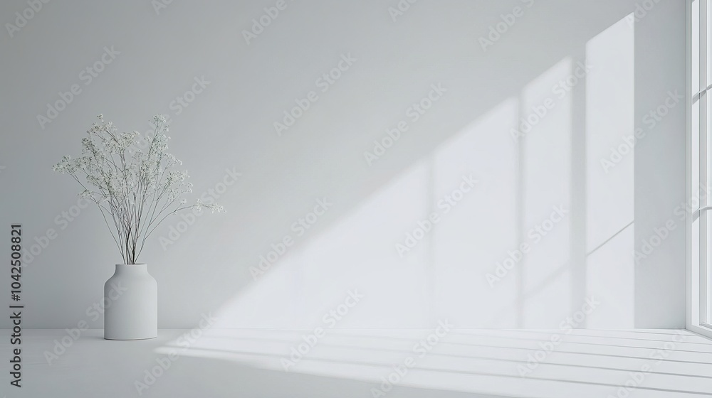 Minimalist Interior with Sunlight and White Vase Minimalist Interior with Sunlight and White Vase
