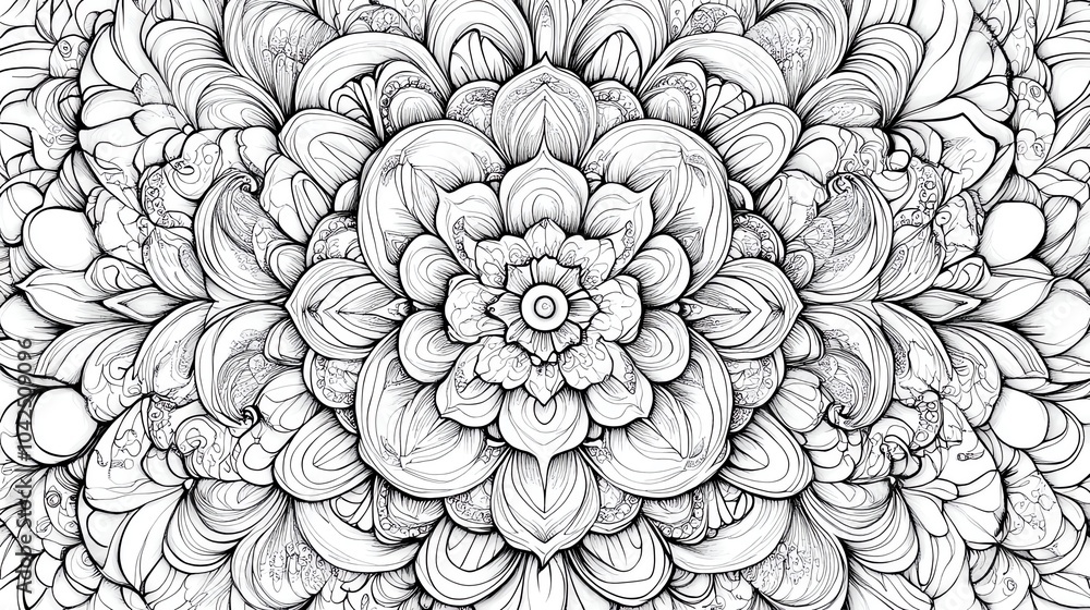 Intricate floral line art design. Intricate floral line art design.
