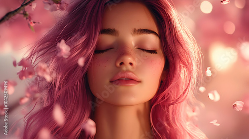 A serene portrait of a youn...