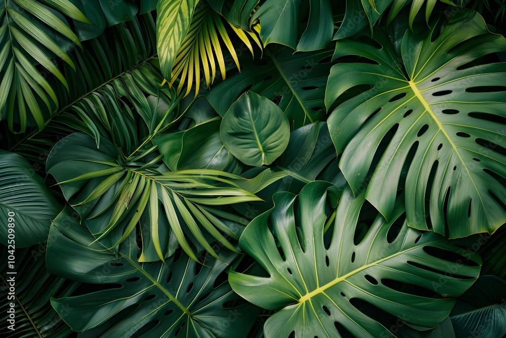 Fototapeta premium A close up of a bunch of green leaves