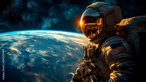 Astronaut in space with Ear...