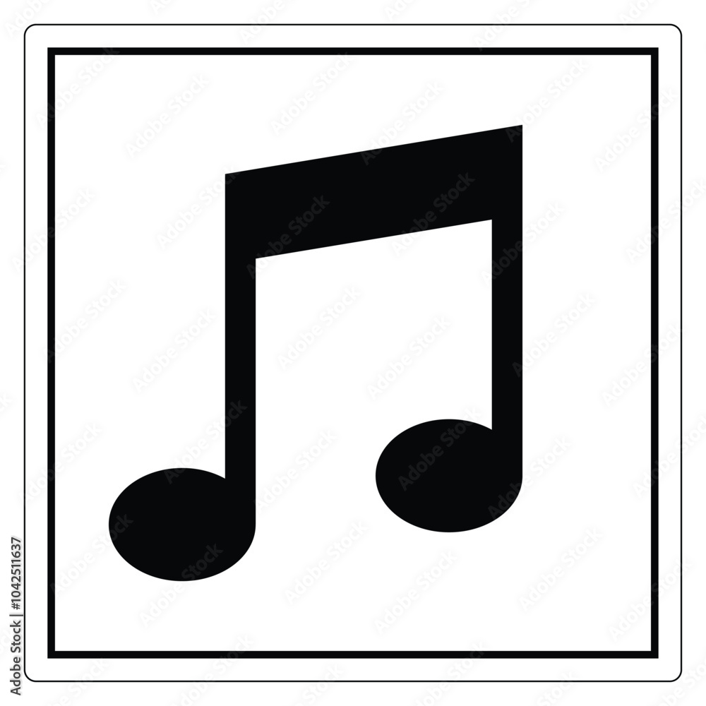 Simple Black Music Note Icon on White Background Simple Black Music Note Icon on White Background