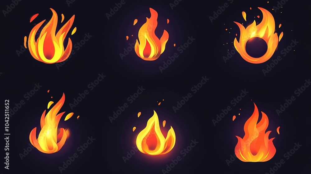 A dynamic fire flames icon, designed in a bold and eye-catching style, representing heat and energy. This icon captures the essence of flames with vibrant colors and sharp edges, A dynamic fire flames icon, designed in a bold and eye-catching style, representing heat and energy. This icon captures the essence of flames with vibrant colors and sharp edges,