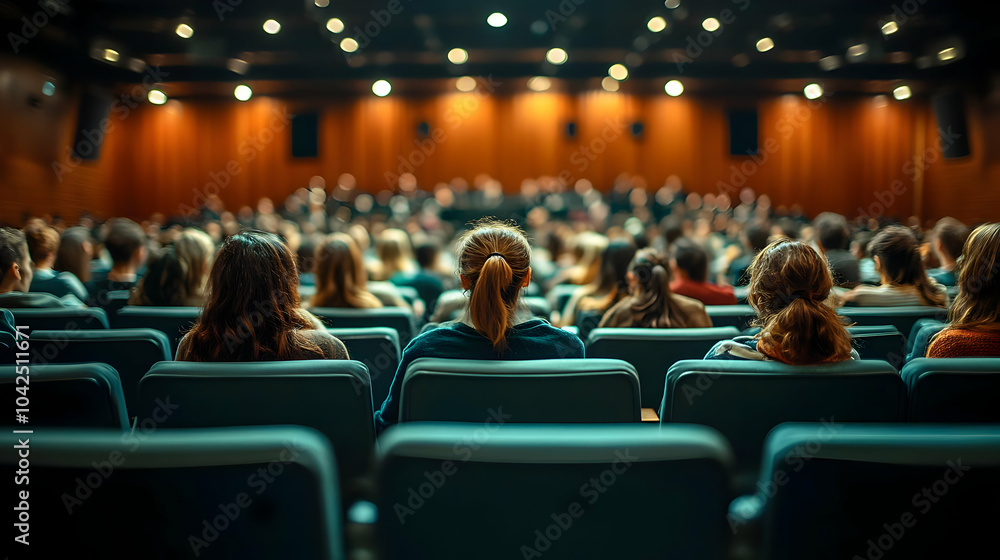 Audience at a performance in a theater setting. Audience at a performance in a theater setting.