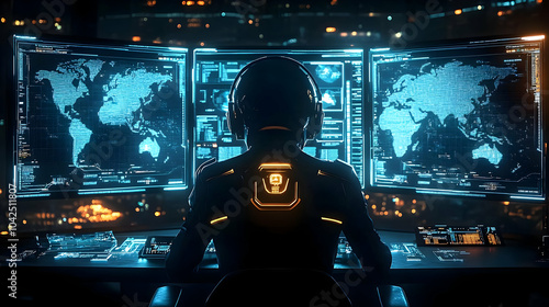 Futuristic operator monitor...