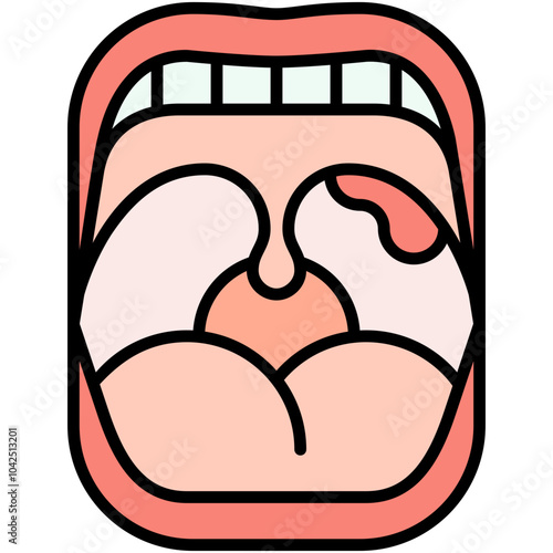 Adenoids Icon. Tonsil Problem Pictogram Graphic Illustration. Isolated Simple Filled Line Icon For Infographic, App and Web Button.