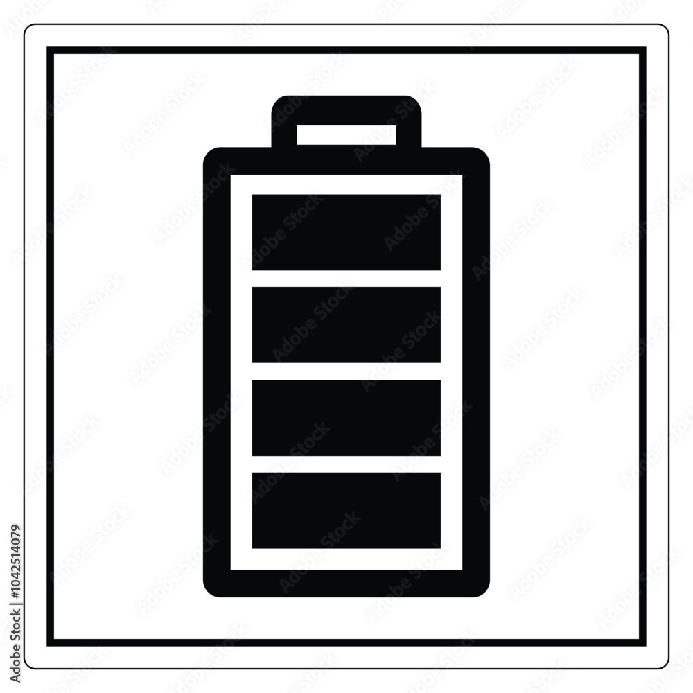Simple Black Battery Icon on White Background Simple Black Battery Icon on White Background