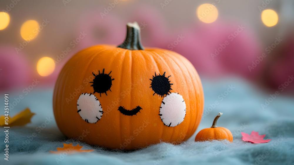 Cute Pumpkin with a Smiling Face for Fall Decor