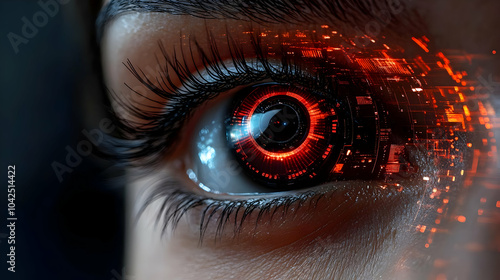 Futuristic eye with digital...