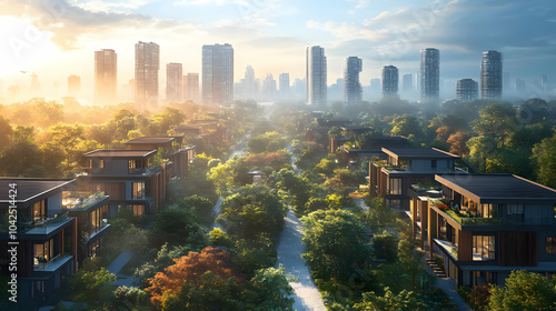 Urban landscape with modern...