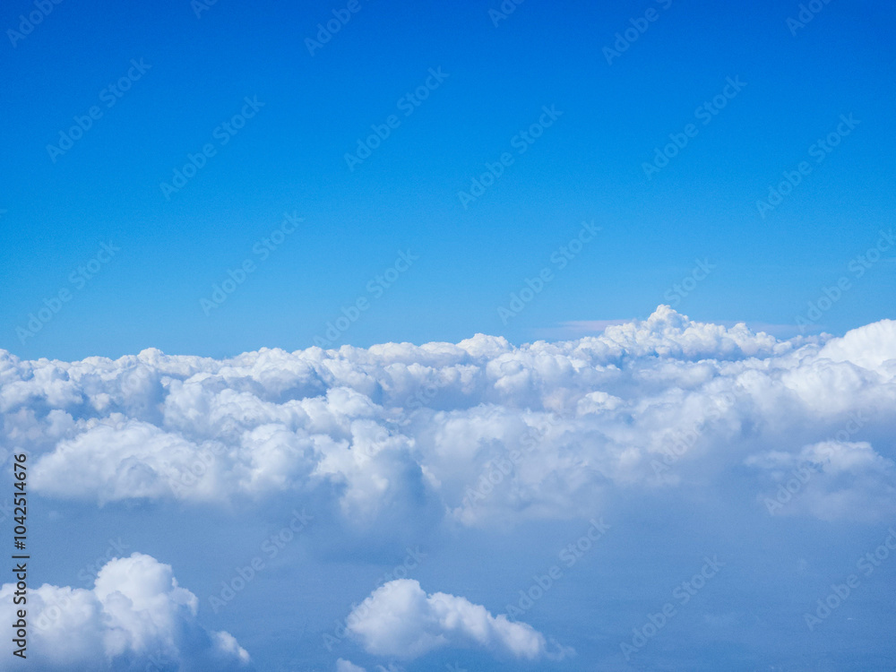 Dramatic Blue Sky with White Cloud View from Plane Window Dramatic Blue Sky with White Cloud View from Plane Window