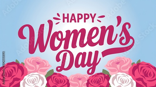 Happy Women's Day Greeting with Pink Roses