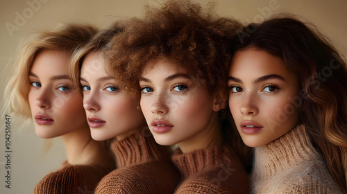 Four women with diverse hai...