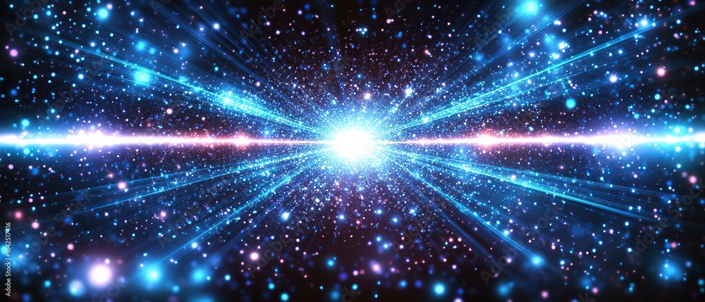 Fototapeta premium Abstract glowing background with bright lights and a starburst effect.