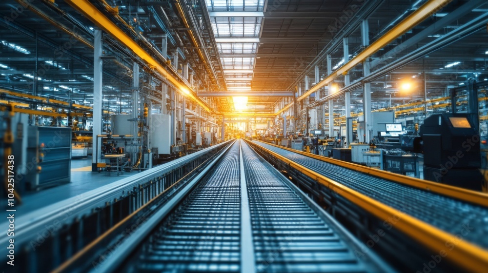Conveyor Belt System in Modern Industrial Factory Conveyor Belt System in Modern Industrial Factory