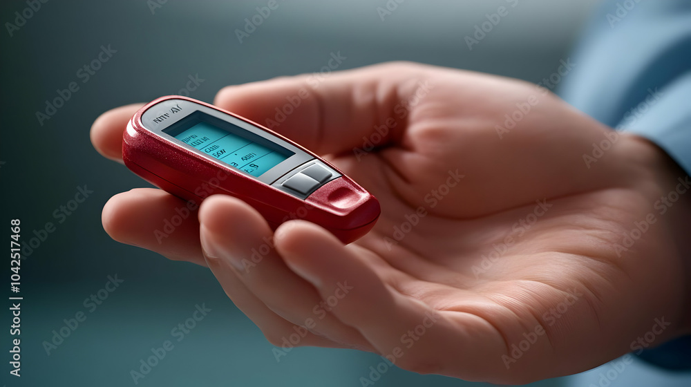 Small Red Digital Device in Hand, Modern Technology Small Red Digital Device in Hand, Modern Technology
