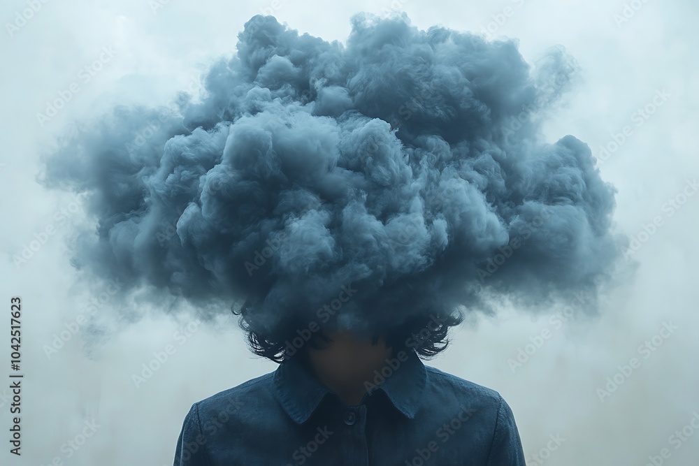 A cloud of smoke obscures a person's head, representing mental health. A cloud of smoke obscures a person's head, representing mental health.