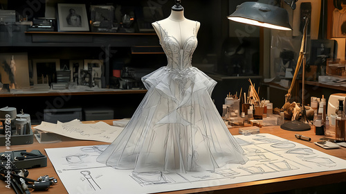 Elegant dress design displa...